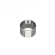 Stainless steel straight threaded nipple with ridged exterior threading on lower portion.