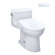 Toto Supreme II One Piece Elongated Universal Height Toilet with CEFIONTECT 1.28 GPF with Contemporary Washlet+ S7A Bidet Seat in Cotton White