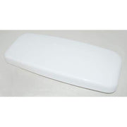 White ceramic toilet tank lid with curved rectangular shape and smooth glossy finish.