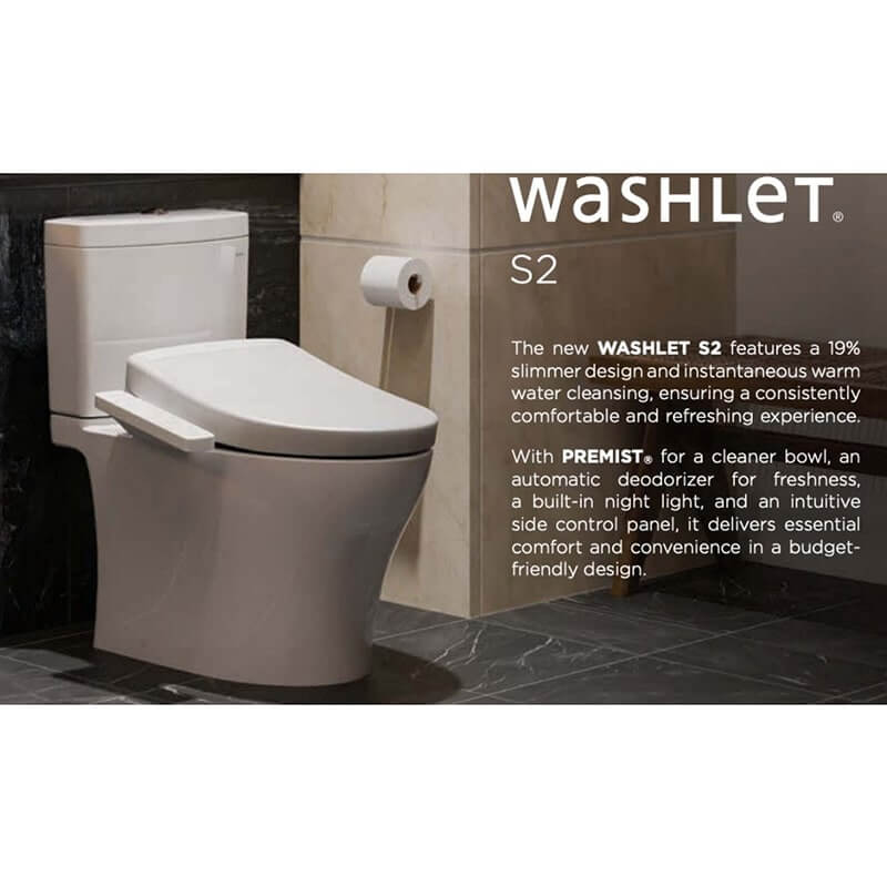 Toto S2 Washlet with Remote - Round in Cotton White