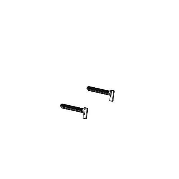 Two black metal adjusting rods with T-shaped heads for in-wall toilet tank mounting.
