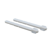 Two white cylindrical push rods with connector ends for TOTO in-wall toilet tanks.