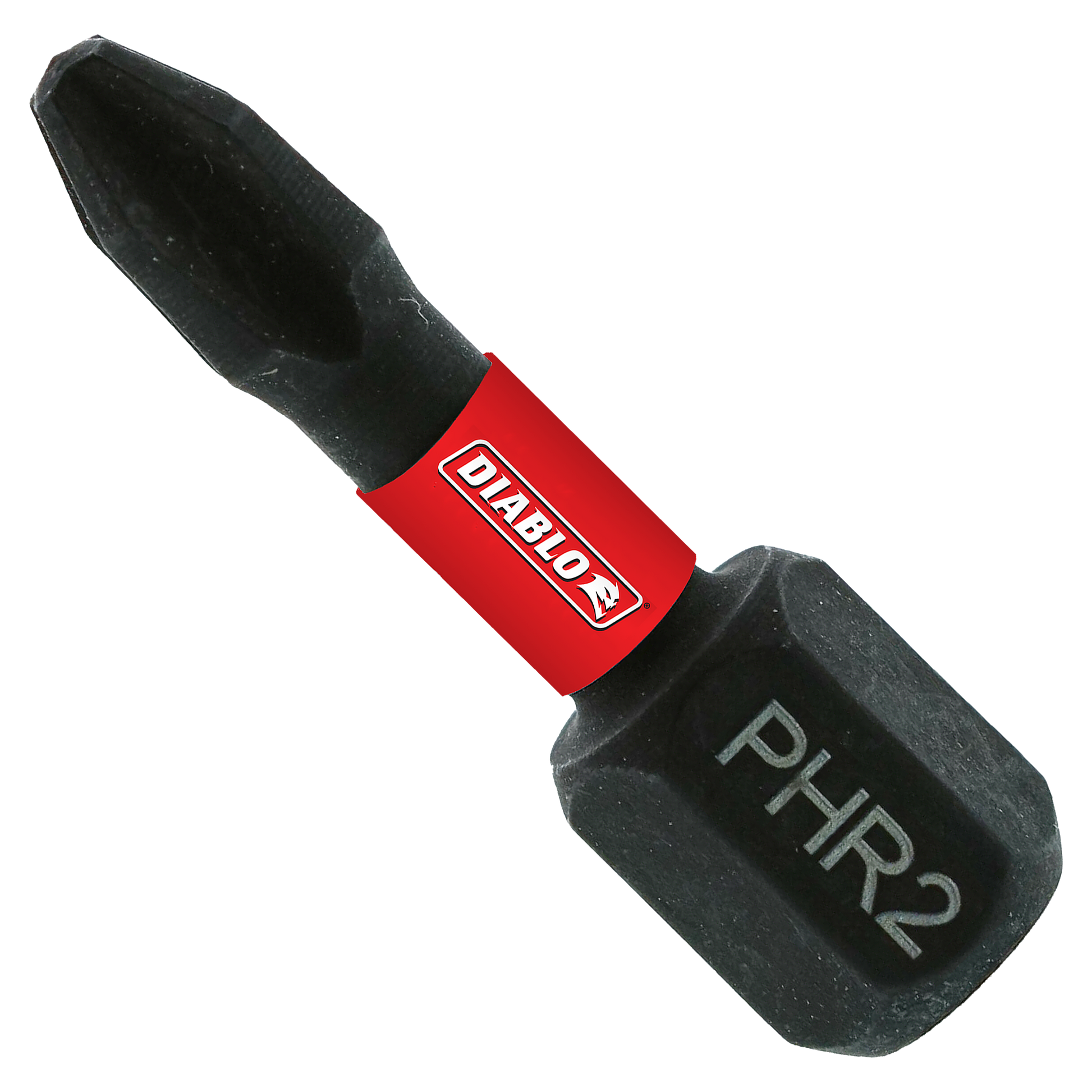 Black Phillips #2 reduced drive bit with red Diablo branded collar on 1-inch shaft.