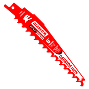 Three red Diablo 6-inch carbide-tipped pruning blades with serrated cutting edges and mounting holes.
