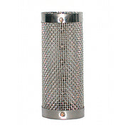 Cylindrical metal mesh screen with threaded metal caps on top and bottom.