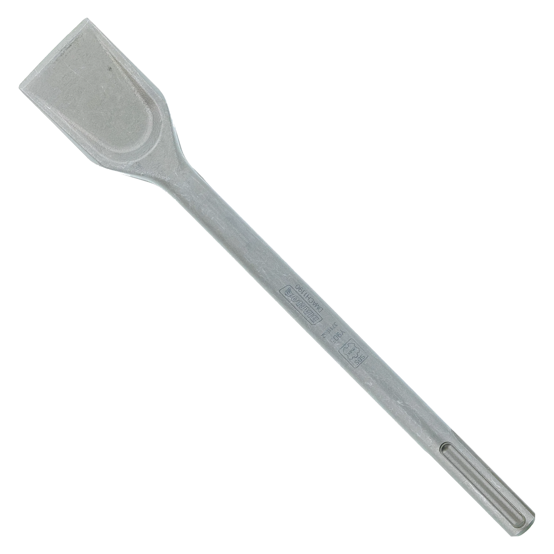 Gray steel wide chisel with flat rectangular head and SDS-Max shank connection at base.