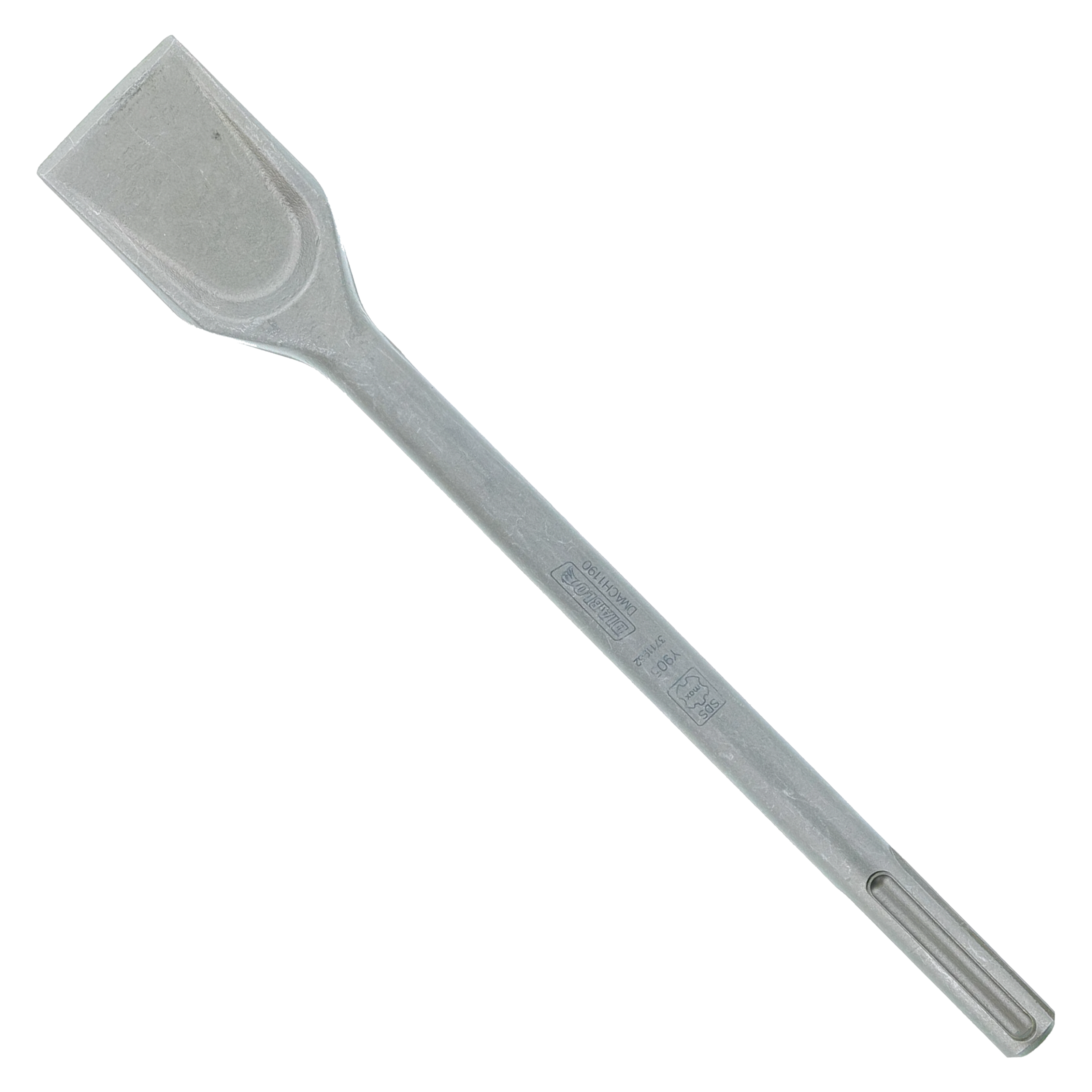 Gray steel wide chisel with flat rectangular head and SDS-Max shank connection at base.