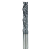 Freud 1/2" diameter three flute mortise compression bit with gray cutting head and silver metal shank.