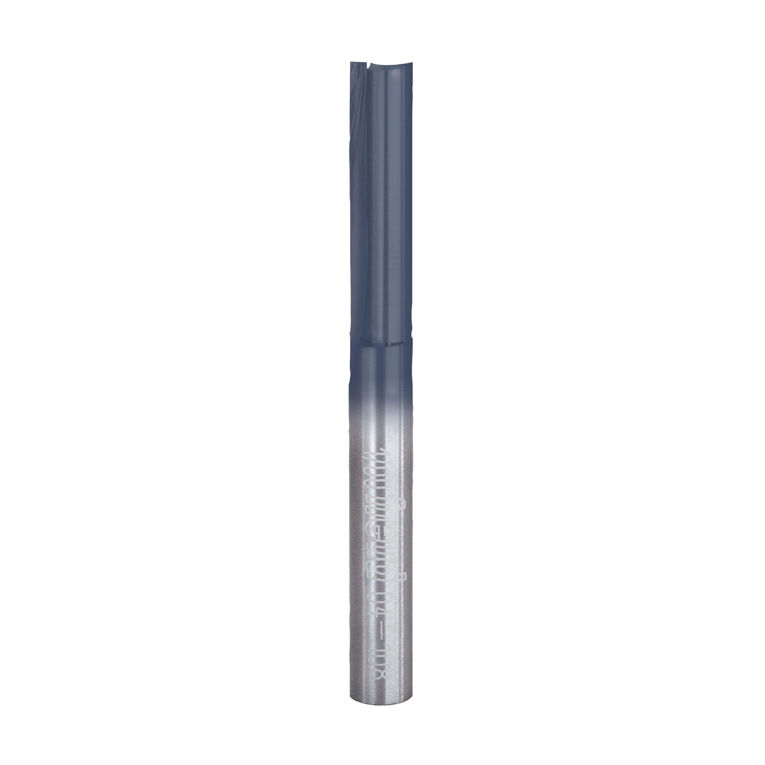 Freud 1/4" diameter straight router bit with two flutes and metal shank.