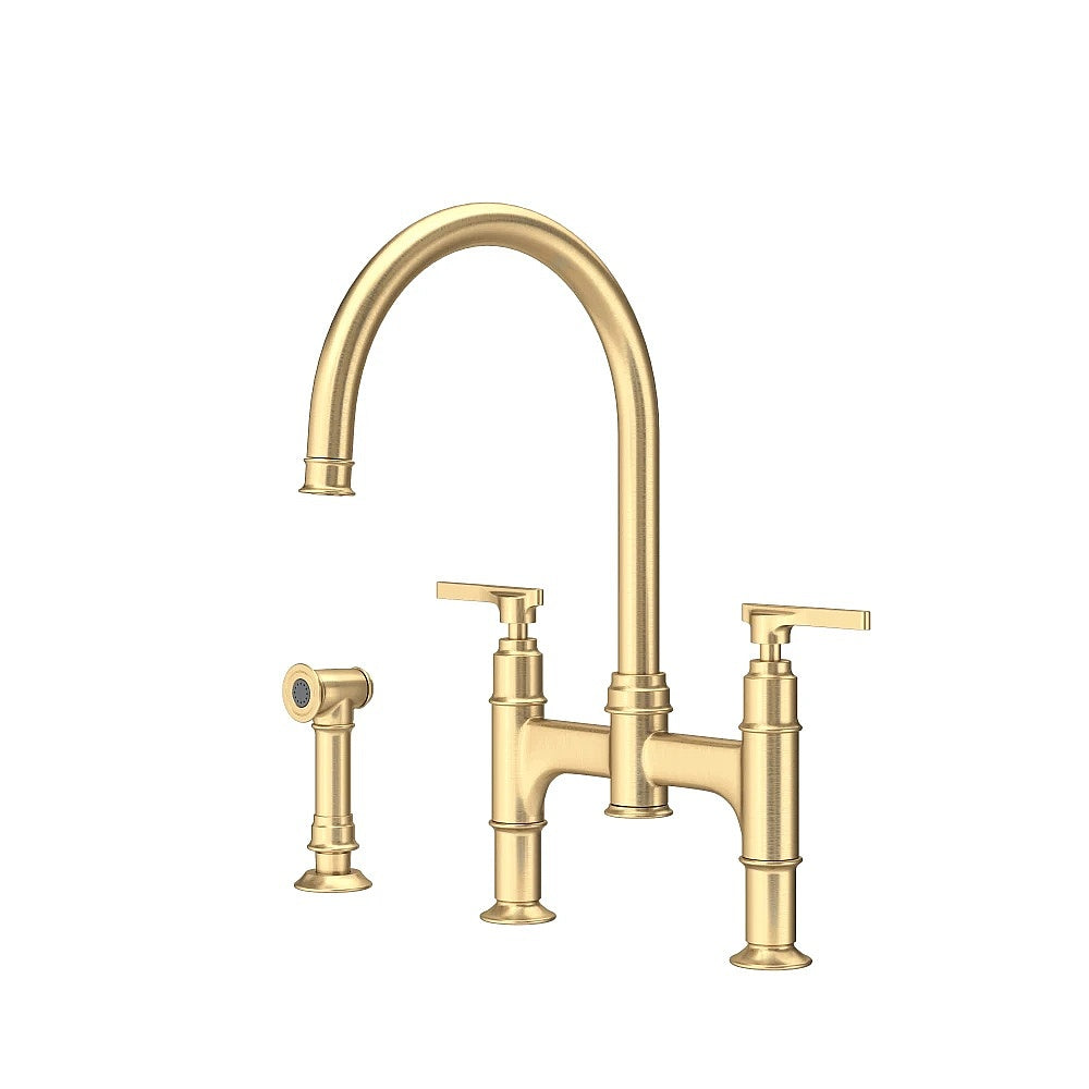 ROHL Southbank Bridge Kitchen Faucet with Side Spray - Satin English Gold