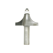 Silver metal rounding over router bit with bearing guide and cylindrical shank.