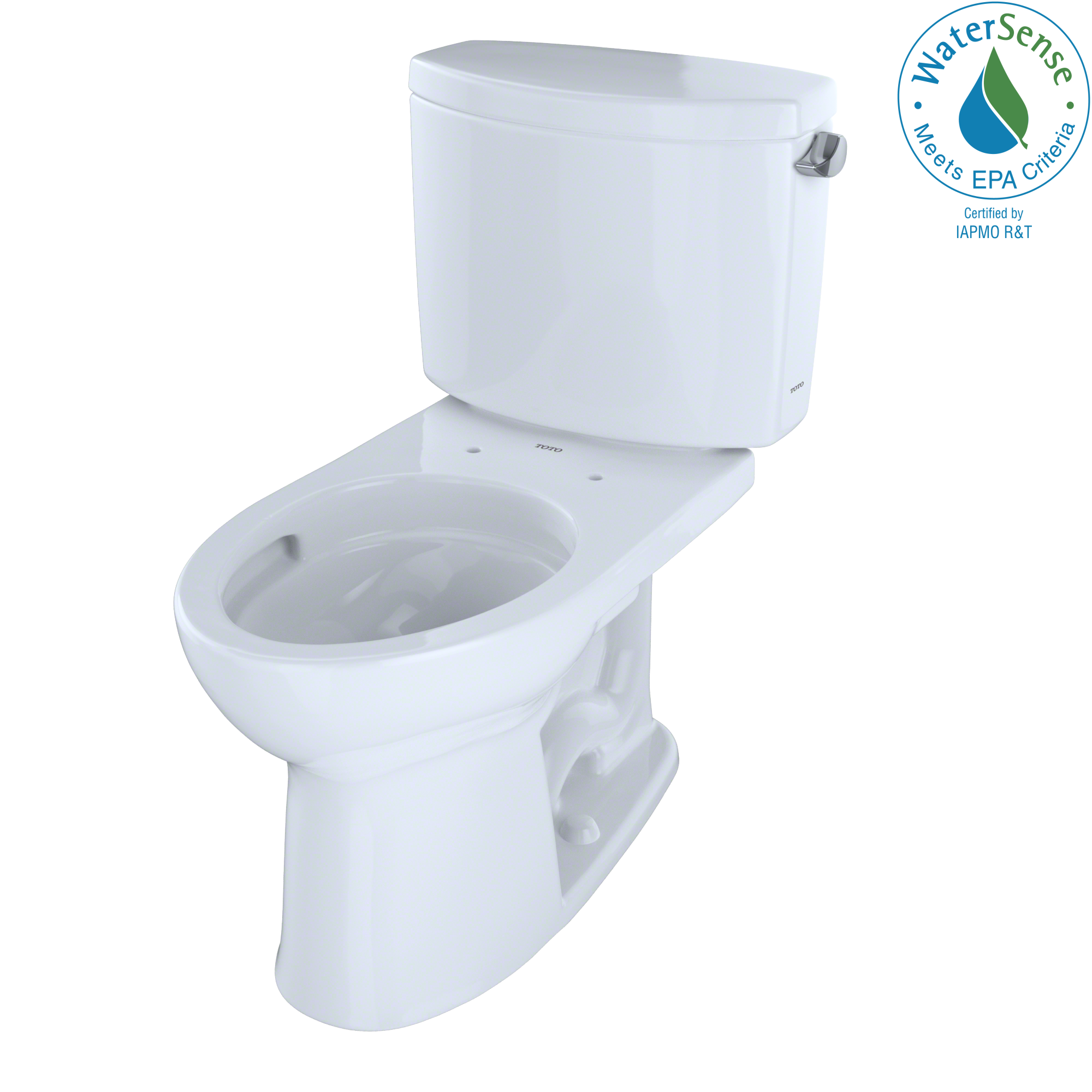Toto Drake II Two Piece Elongated Universal Height Toilet with CEFIONTECT and Right Hand Lever 1.28 GPF Less Seat in Cotton White