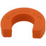 Orange plastic U-shaped disconnect clip with curved arms and open center