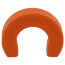 Orange U-shaped disconnect clip with rounded edges for plumbing connections.