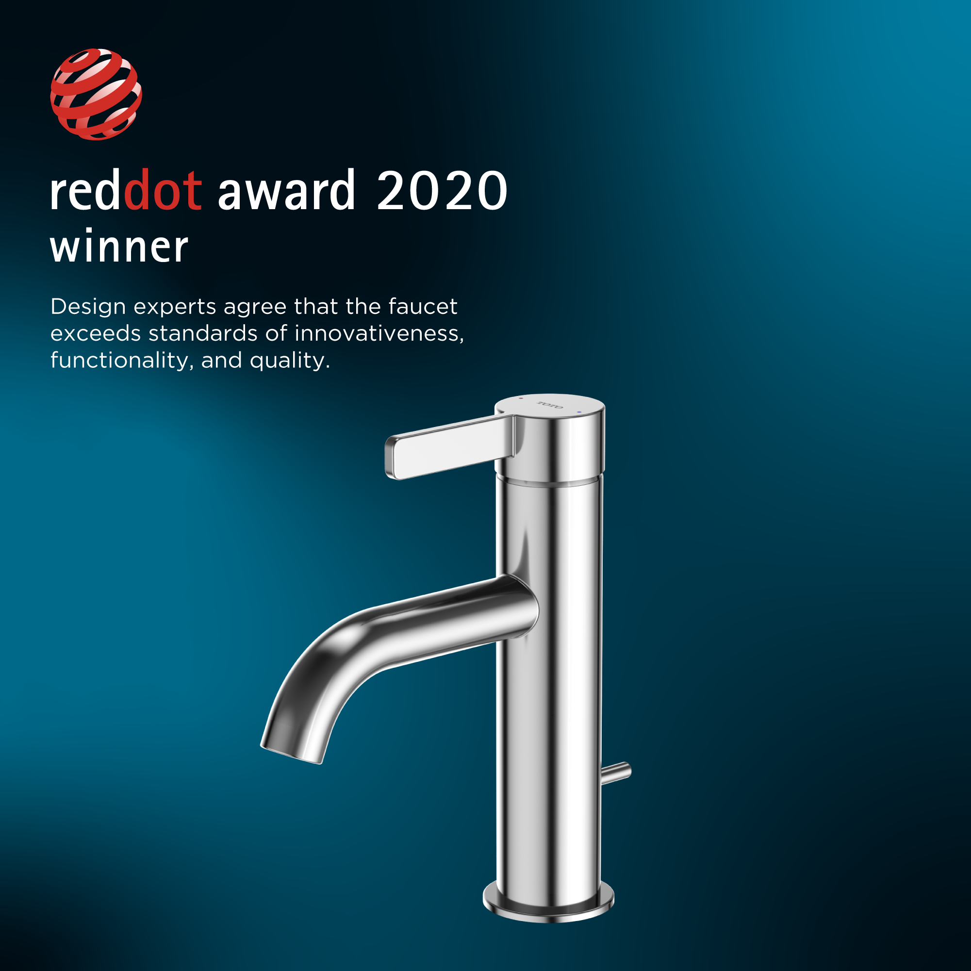 Polished chrome single handle bathroom sink faucet with curved spout and cylindrical body.