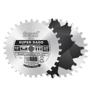 Freud SD510 10" Super Dado saw blade set with 32-tooth carbide-tipped blade and black spacer ring.