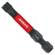 Black Diablo #40 Torx drive bit with red band and white branding, 2 inches long.