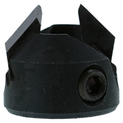 Black carbide tipped boring bit with conical shape and cutting flutes on top surface.