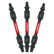 Three black double-ended square drive bits with red Diablo bands, labeled R1, R2, and R3.