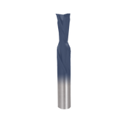 Freud 1/2" down spiral router bit with blue flutes and silver shank.