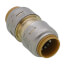 1/2" brass push coupling with ribbed grip sleeve and gold-colored threaded ends.
