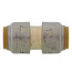 1/2" brass push coupling with two threaded ports and copper-colored compression fittings on ends.