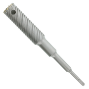 SDS-Plus rebar cutter bit with spiral flutes and carbide teeth on cutting head.