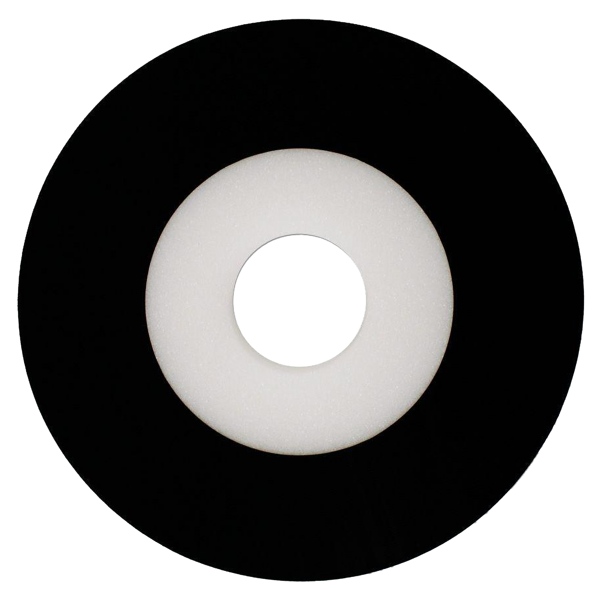Round sanding backing pad with black outer ring, gray center layer, and center hole for attachment.