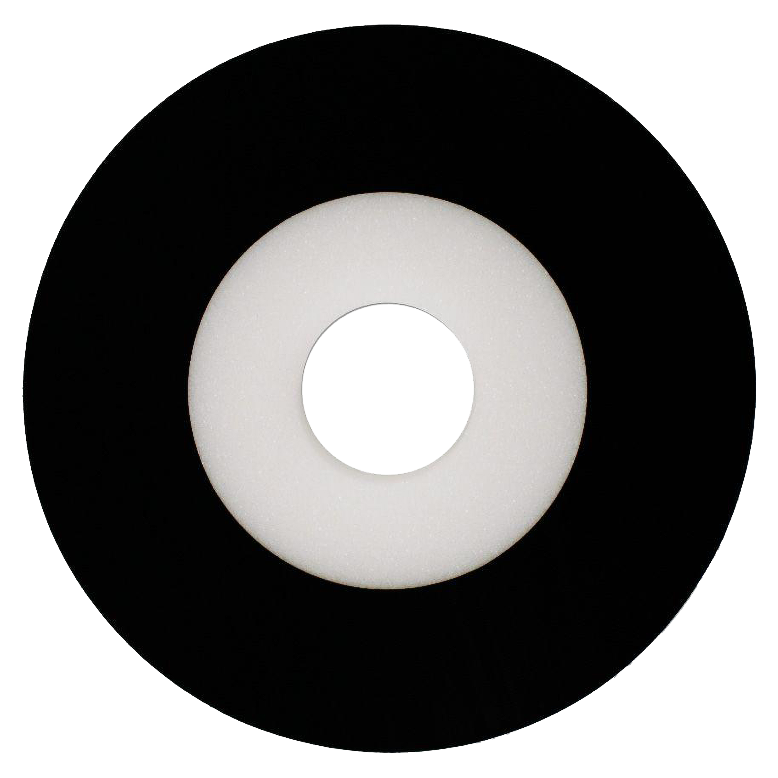 Round sanding backing pad with black outer ring, gray center layer, and center hole for attachment.