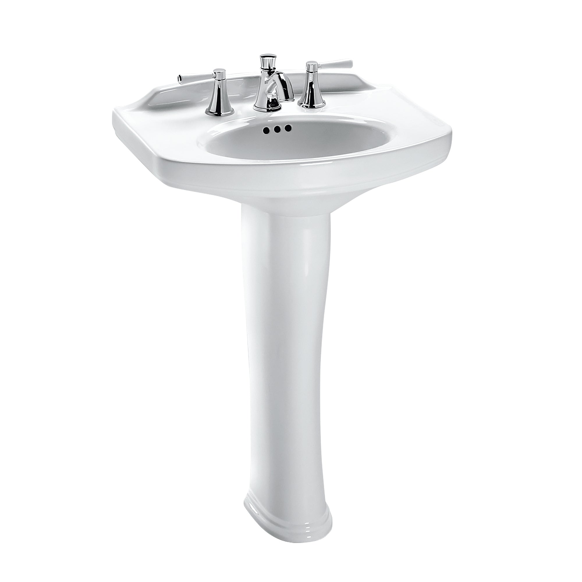 Toto Dartmouth Pedestal Rectangular Bathroom Sink and Shroud for 8 Inch Center Faucets in Cotton White