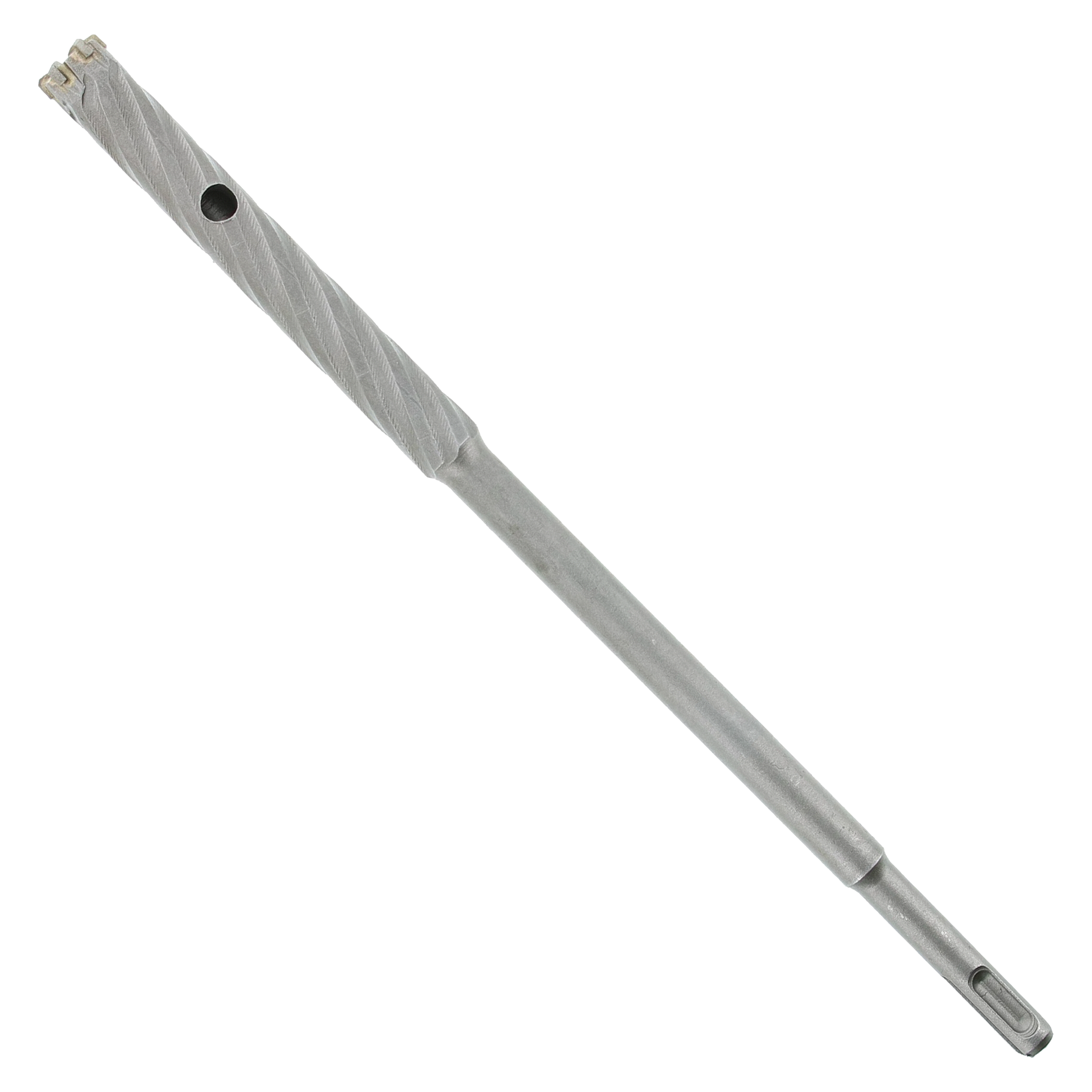 Silver metal SDS-Plus rebar cutter bit with fluted cutting head and cylindrical shank.