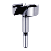 Diablo forstner bit with cylindrical steel shaft and two-wing cutting head with black carbide tips.