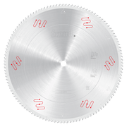 Freud 20-inch circular saw blade with fine teeth and red wave markings around the perimeter.