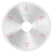 Freud 380mm circular saw blade with multiple teeth around perimeter and center bore, marked with red logos and specifications