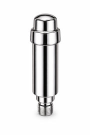 Polished chrome cylindrical vacuum breaker kit with rounded cap and threaded male connection base.