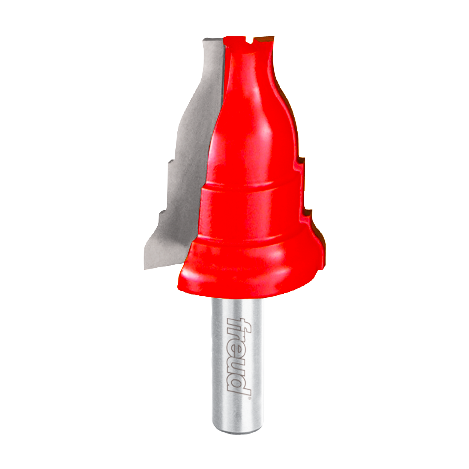 Red and gray casing bit with 1-1/2" diameter cutting head and metal shank marked with Freud branding.