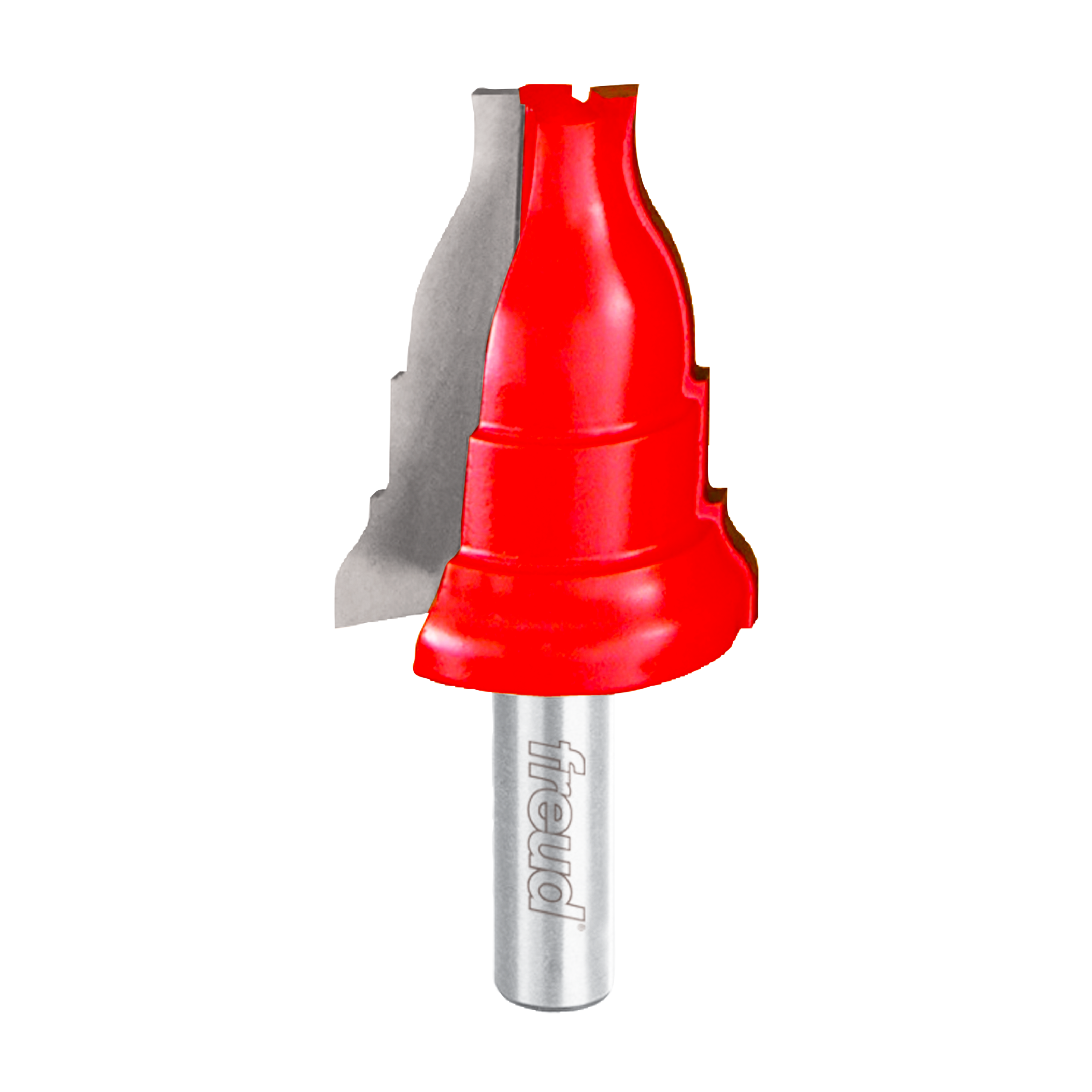 Red and gray casing bit with 1-1/2" diameter cutting head and metal shank marked with Freud branding.