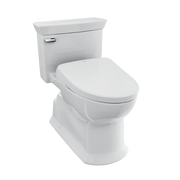 Toto Soiree One Piece Elongated Universal Height Toilet with CEFIONTECT 1.28 GPF with Contemporary Washlet+ Auto Flush S7 Bidet Seat in Cotton White