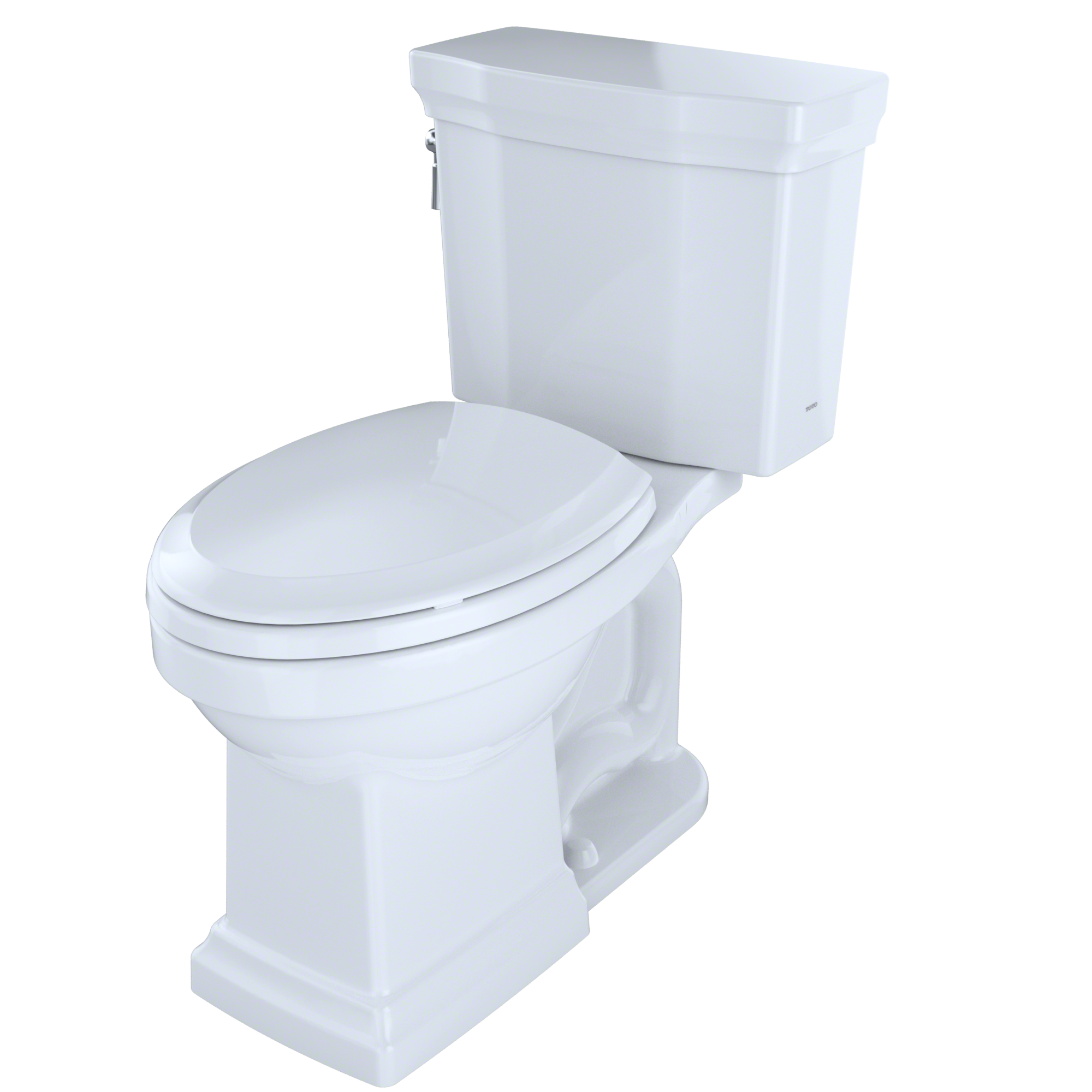 Toto Promenade II Two Piece Elongated Universal Height Toilet with CEFIONTECT and Right Hand Lever 1.28 GPF Less Seat in Cotton White