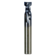 Metal mortise compression bit with two flutes and flat top cutting end, 1/2 inch diameter.