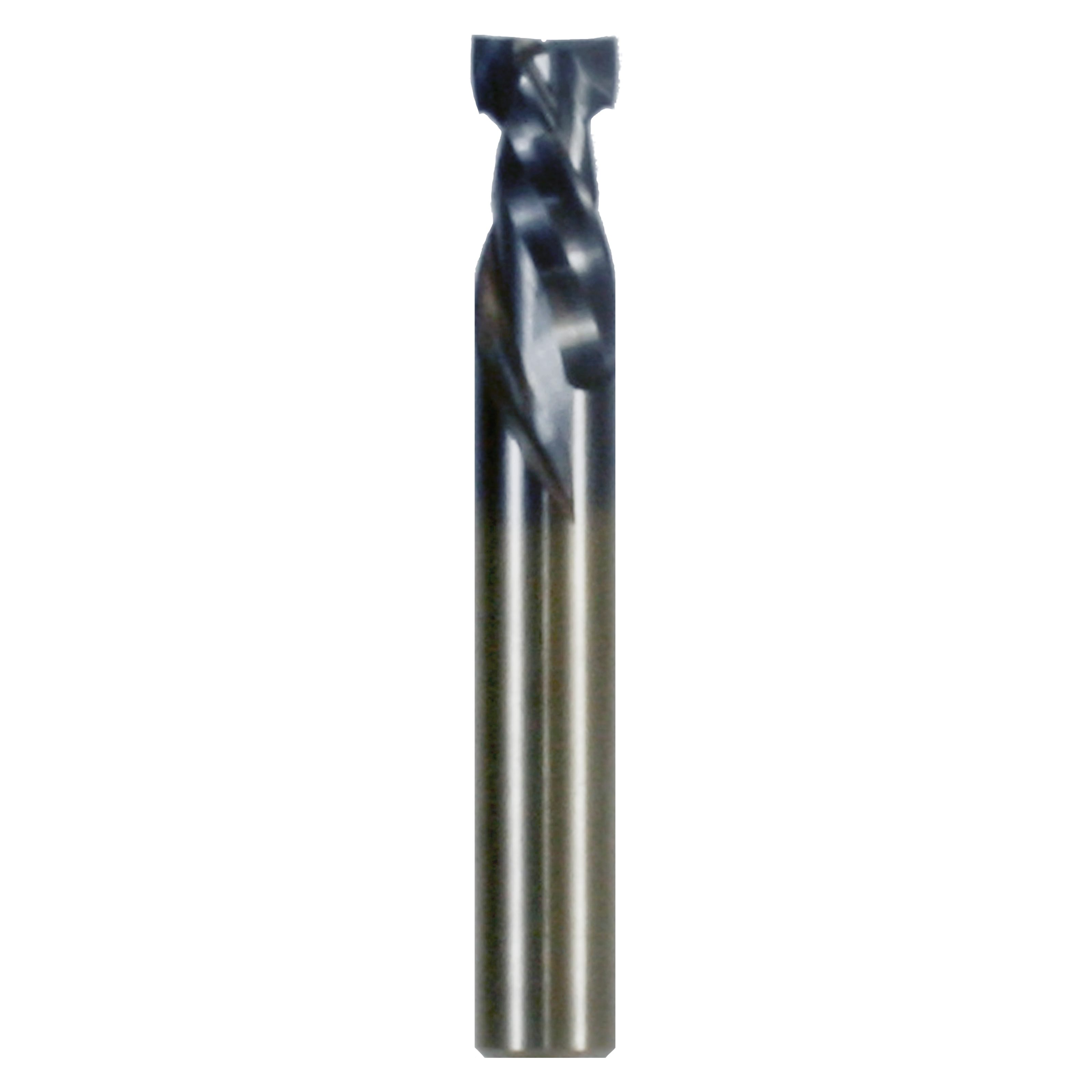 Metal mortise compression bit with two flutes and flat top cutting end, 1/2 inch diameter.