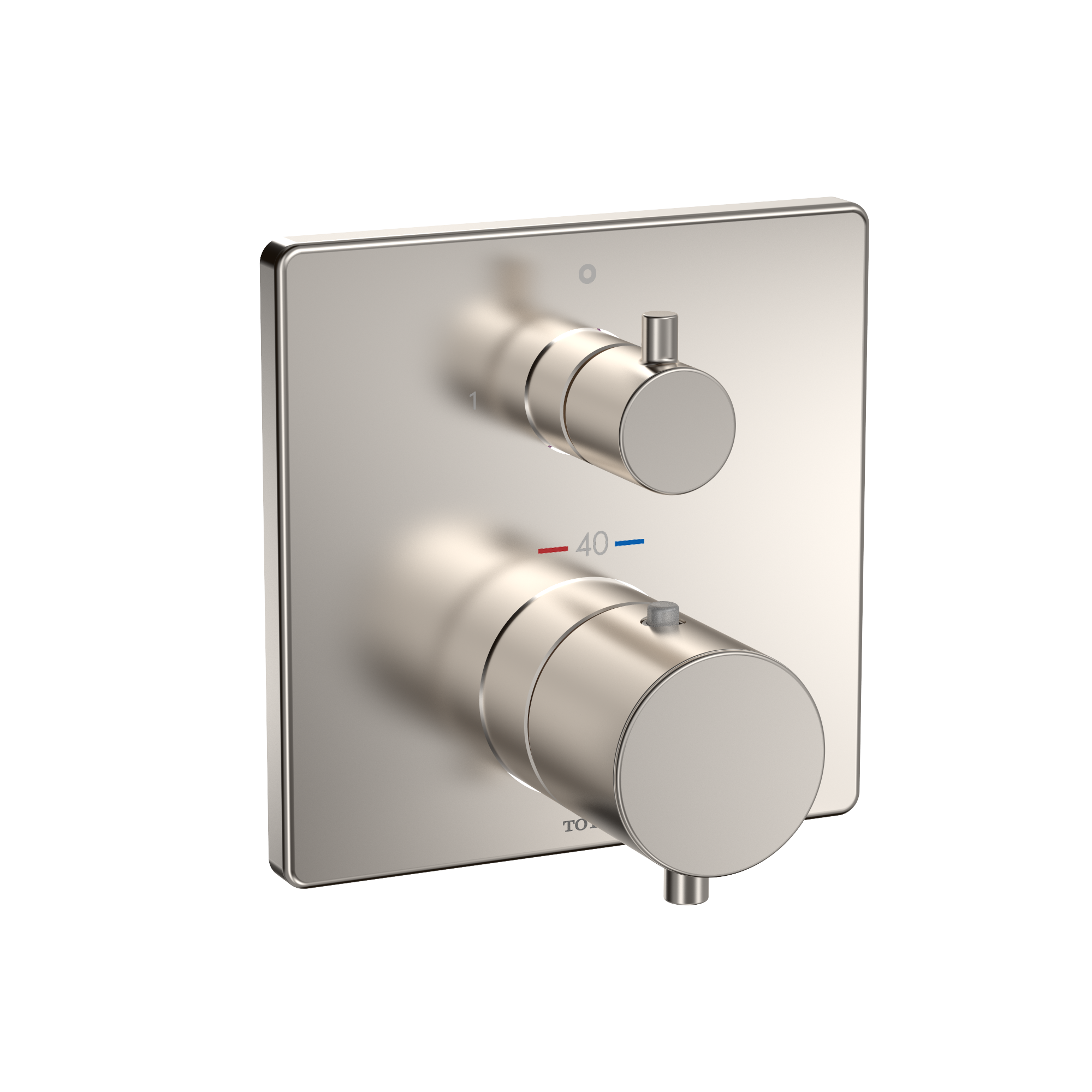 Toto Square Thermostatic Mixing Valve with Two-Way Diverter Shower Trim, Brushed Nickel - TBV02404U#BN