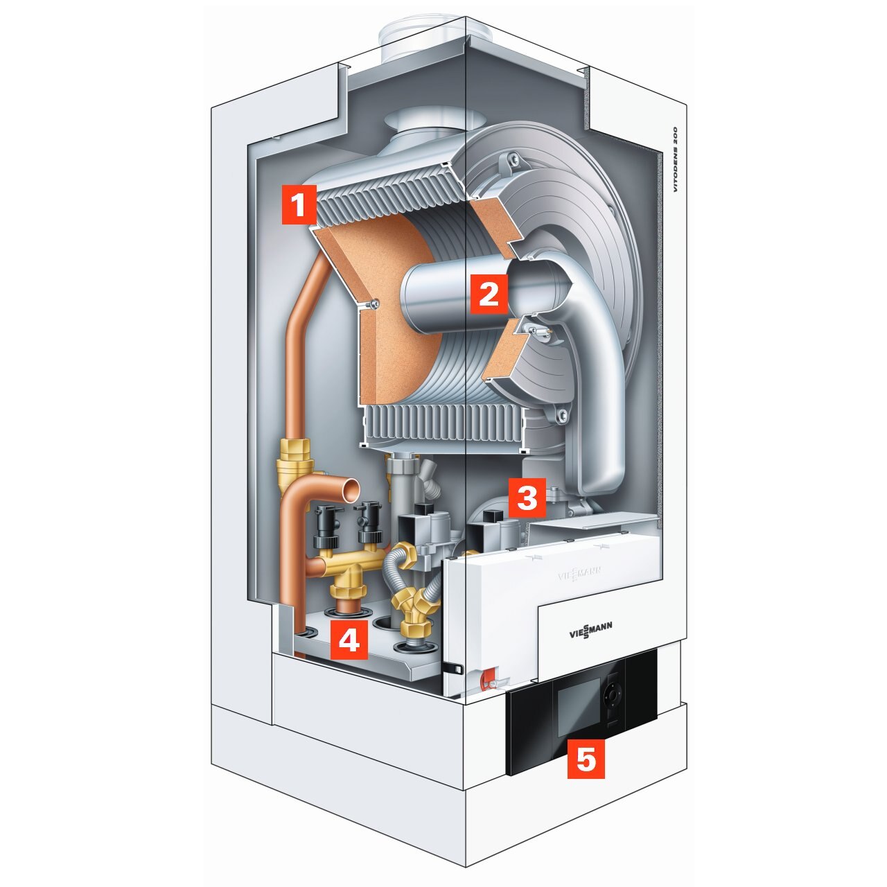 Viessmann Vitodens 200-W 399,000 BTU Gas Fired Wall Mounted Condensing Boiler - B2HA399