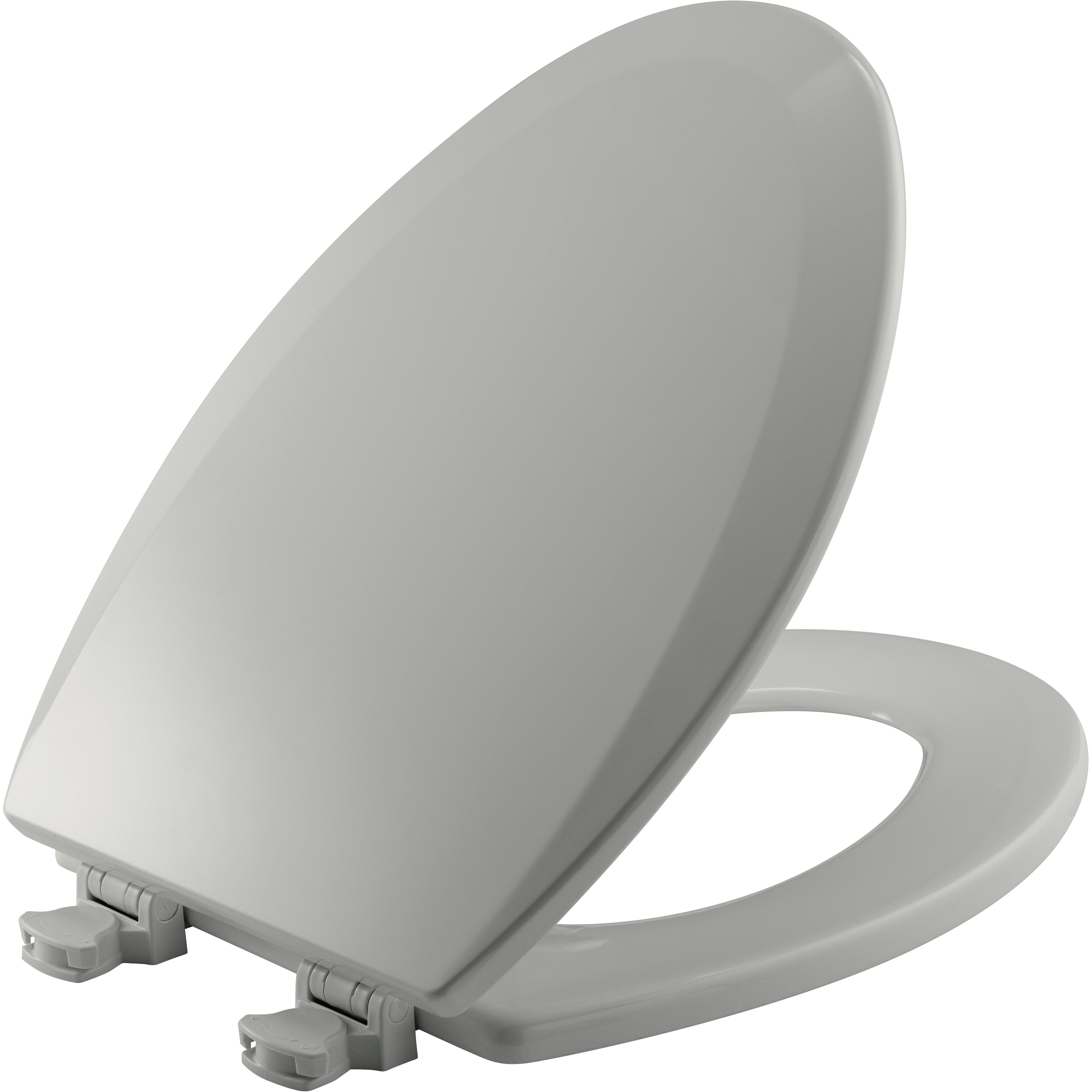 Bemis 1500EC 062 Elongated Enameled Wood Toilet Seat in Ice Grey with EasyClean Hinge