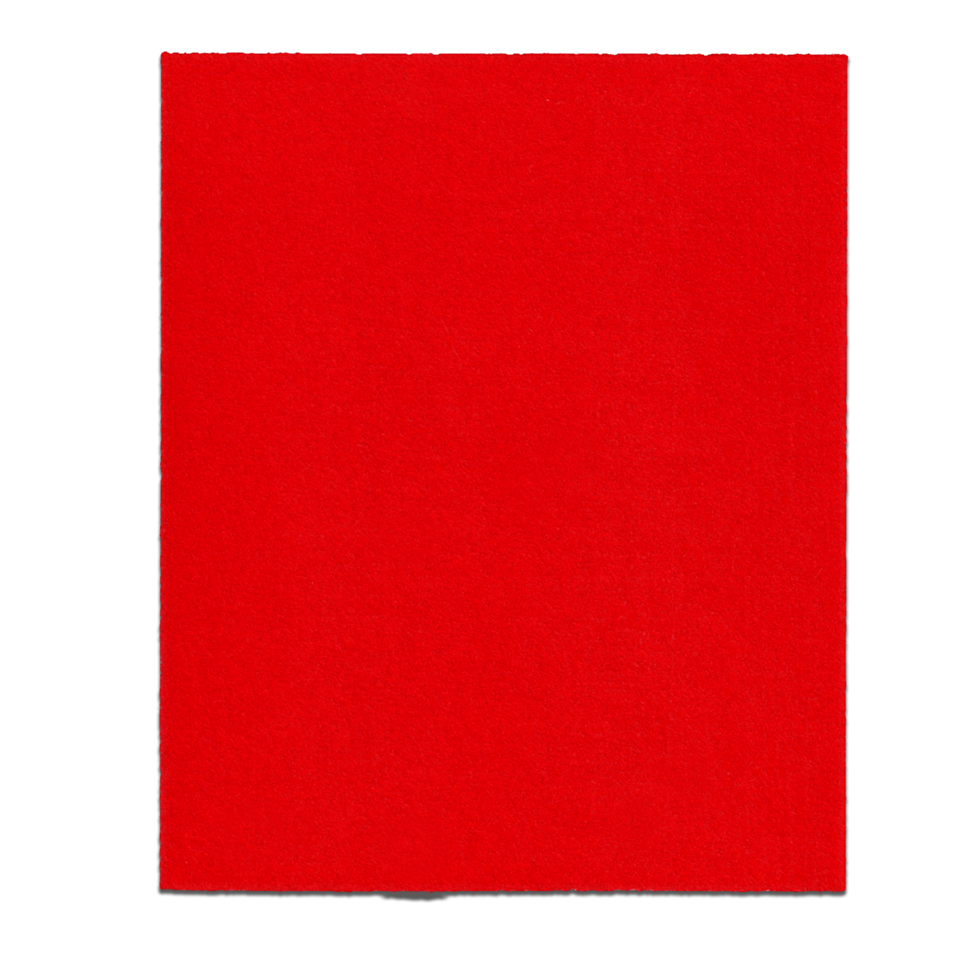 Red sanding sheet with 150 grit abrasive surface, sized 4-1/2 by 5-1/2 inches for quarter-sheet palm sanders.