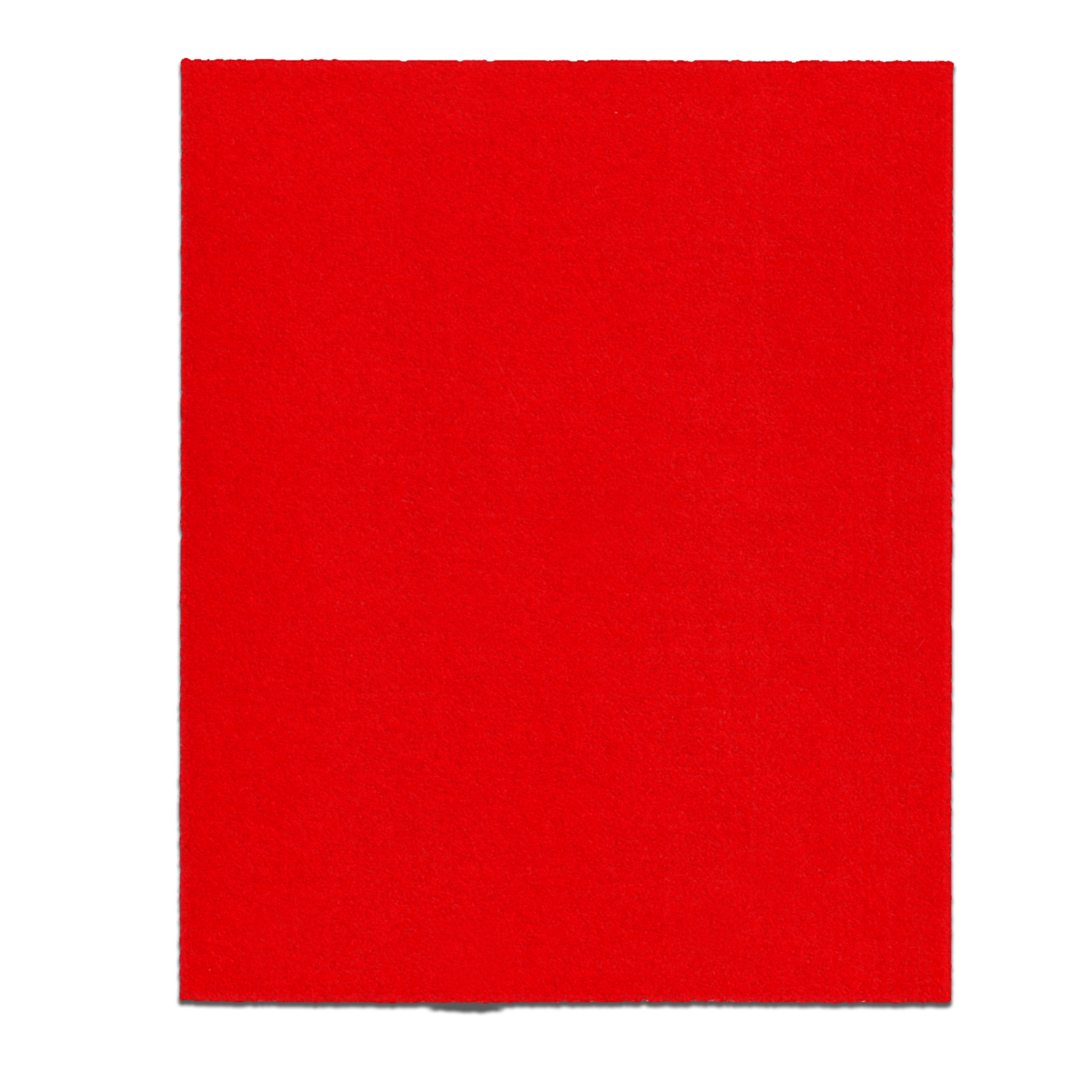 Red sanding sheet with 150 grit abrasive surface, sized 4-1/2 by 5-1/2 inches for quarter-sheet palm sanders.