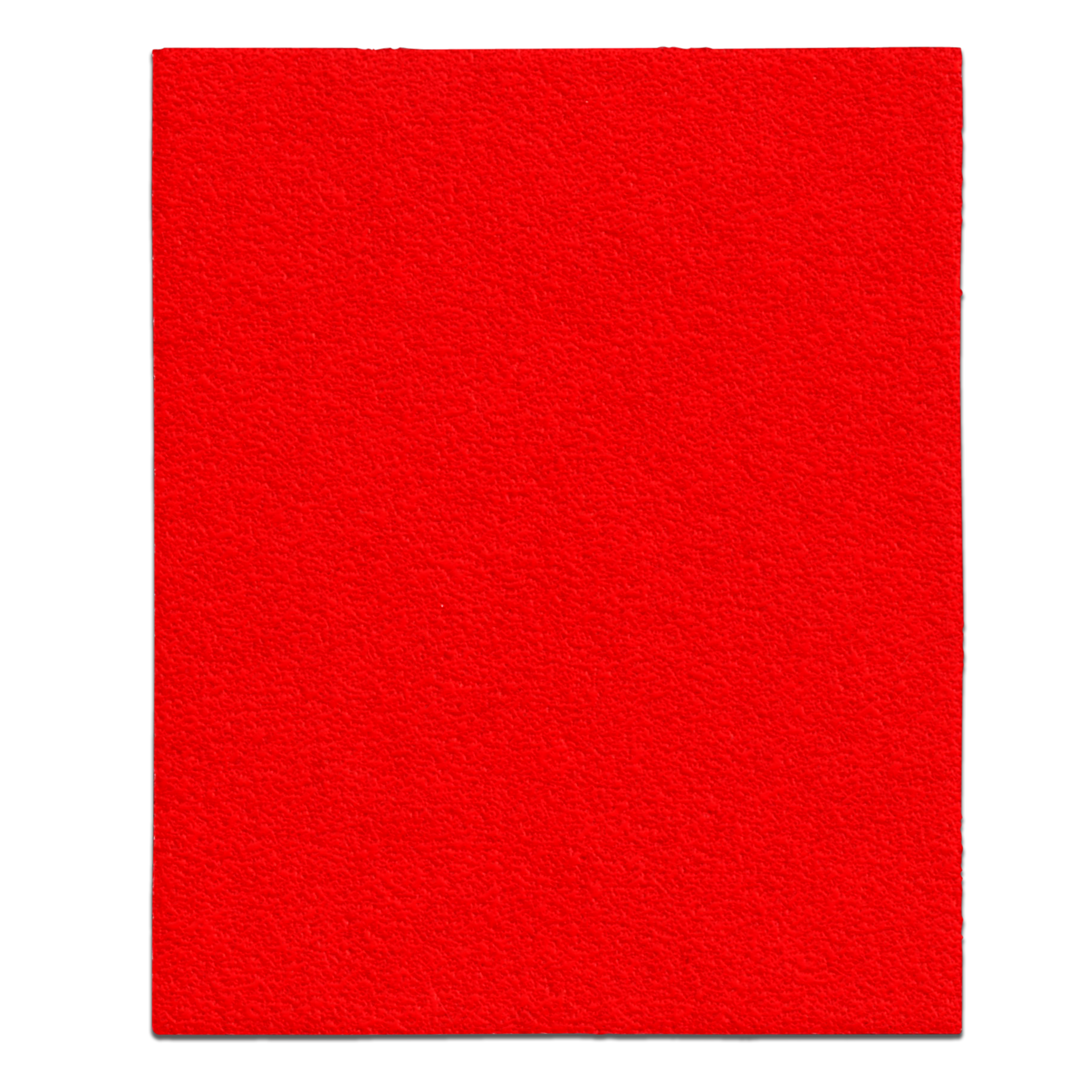 Red sanding sheet with textured grit surface, 4-1/2 by 5-1/2 inches.