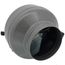 Panasonic Atmosphere Vortex VTX600L centrifugal in-line duct fan with gray cylindrical body and black intake opening.