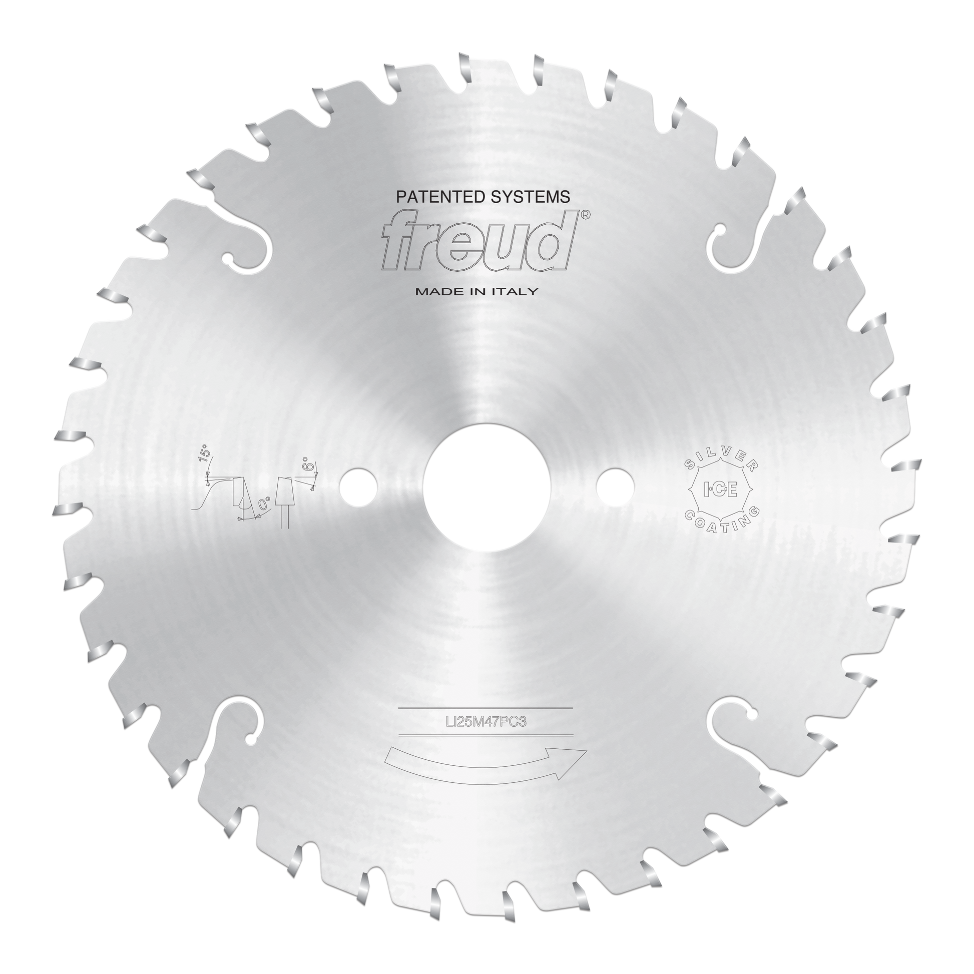 Freud 200mm conical scoring saw blade with carbide teeth and central mounting holes.