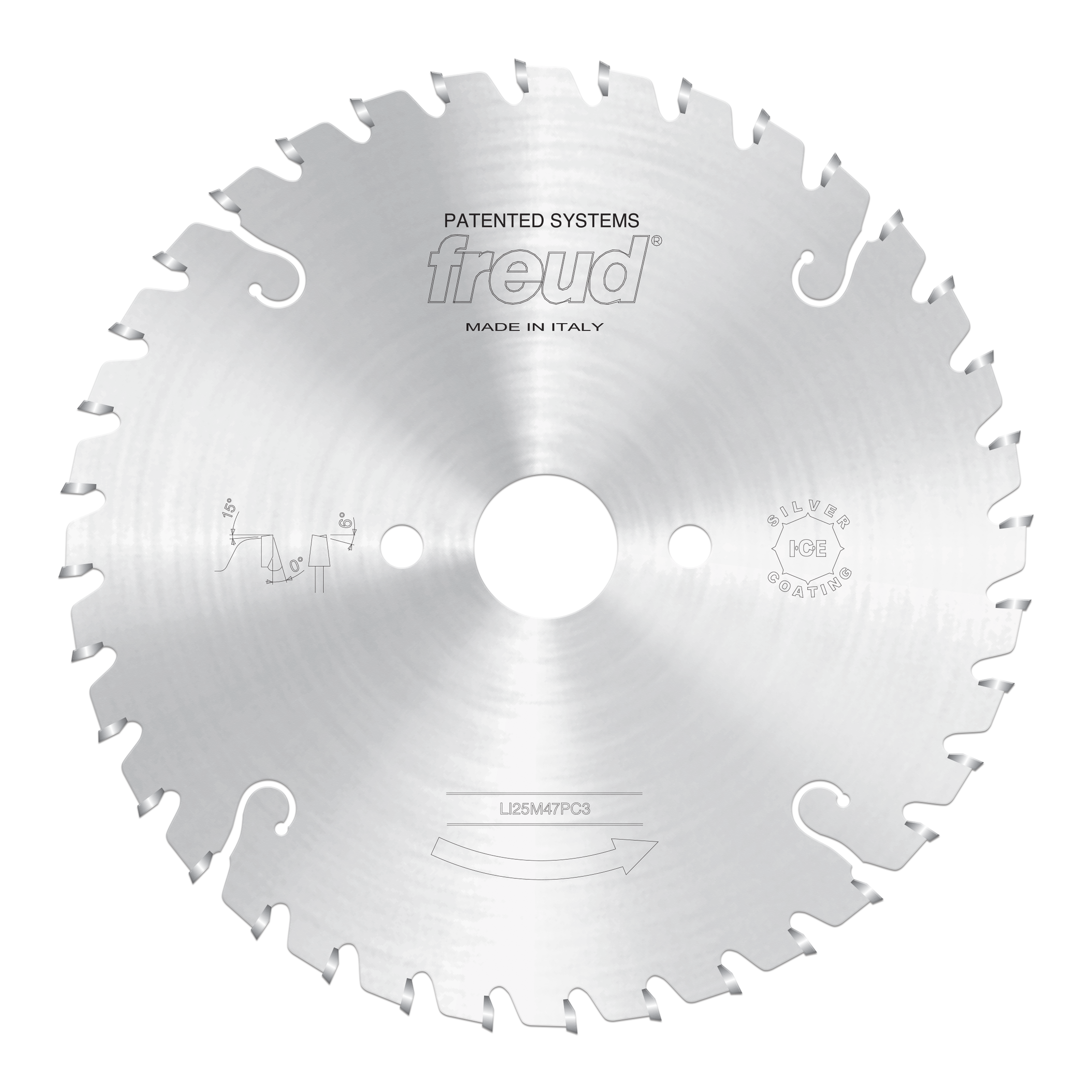 Freud 200mm conical scoring saw blade with carbide teeth and central mounting holes.
